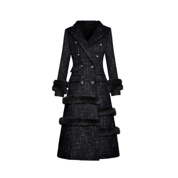 Gorgeous Fur Trim Tweed Long Jacket The Iphigenyah - Picture 6 of 11